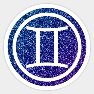 Blue Purple Glitter Zodiac - Gemini Sticker